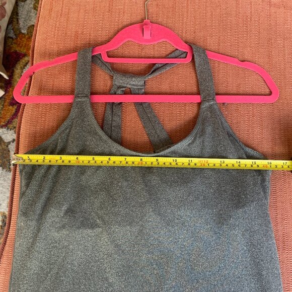 Heather Grey Built-In Bra Tank Top – Crossback Yoga Style - Picture 7 of 7